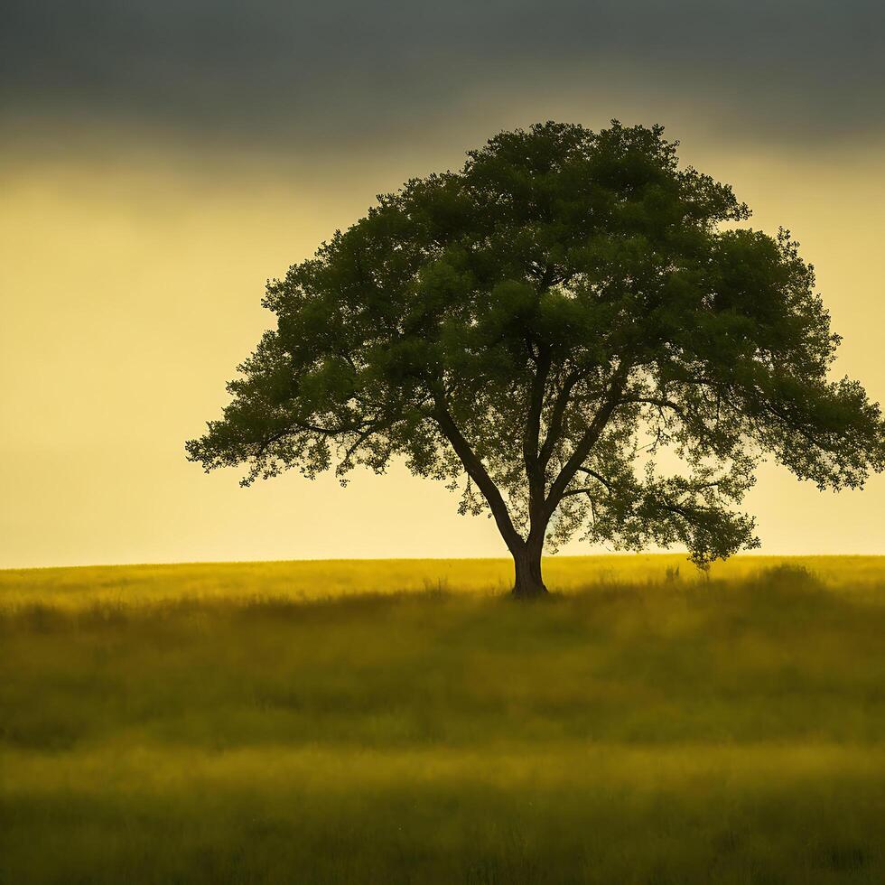 gratis solitario árbol. ai generado foto