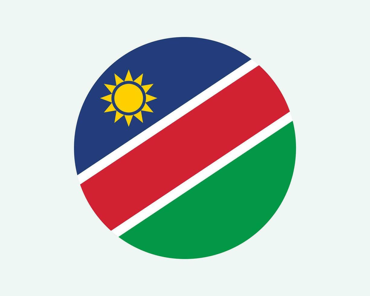 Namibia Round Country Flag. Namibian Circle National Flag. Republic of Namibia Circular Shape Button Banner. EPS Vector Illustration.