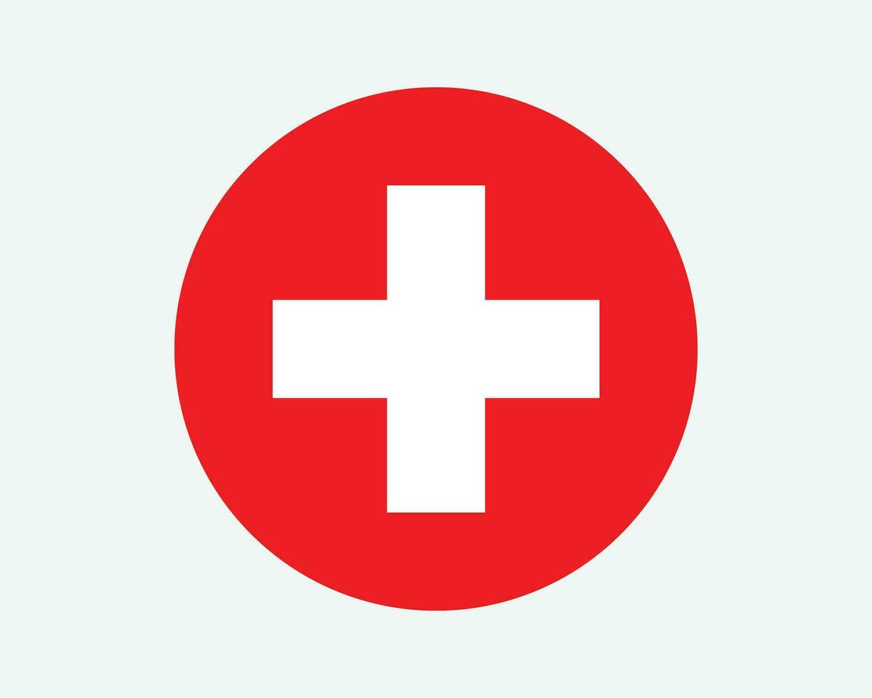 Switzerland Round Country Flag. Swiss Circle National Flag. Swiss Confederation Circular Shape Button Banner. EPS Vector Illustration.