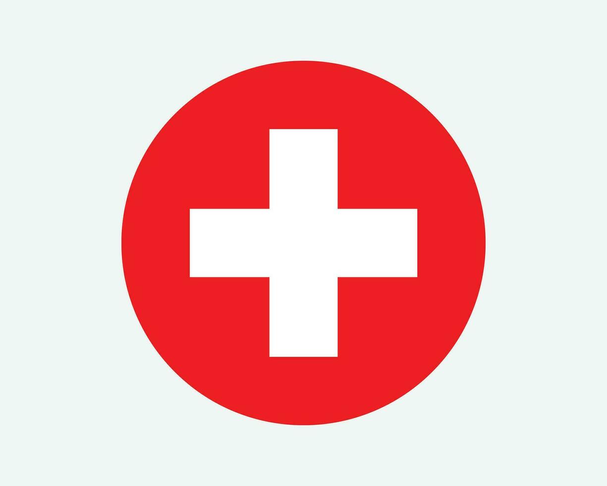 Switzerland Round Country Flag. Swiss Circle National Flag. Swiss Confederation Circular Shape Button Banner. EPS Vector Illustration.