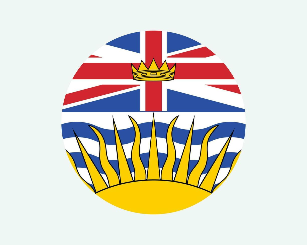 británico Columbia Canadá redondo bandera. antes de Cristo, canadiense circulo bandera. británico Columbia Canadá provincia circular forma botón bandera. eps vector ilustración.