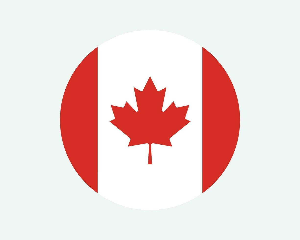 Canada Round Country Flag. Circular Canadian National Flag. Canada Circle Shape Button Banner. EPS Vector Illustration.