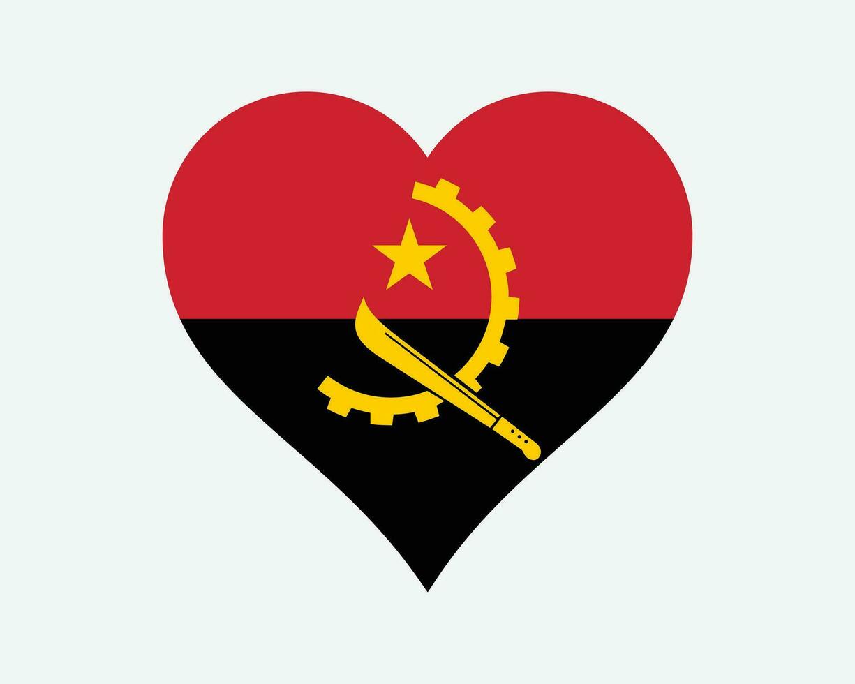 Angola Heart Flag. Angolan Love Shape Country Nation National Flag. Republic of Angola Banner Icon Sign Symbol. EPS Vector Illustration.