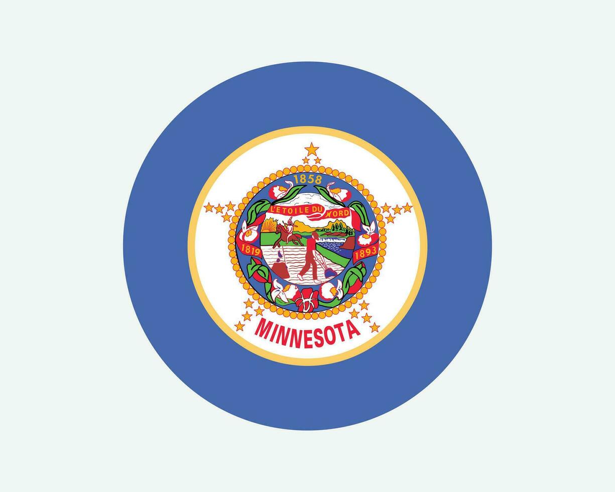 Minnesota USA Round State Flag. MN, US Circle Flag. State of Minnesota, United States of America Circular Shape Button Banner. EPS Vector Illustration.