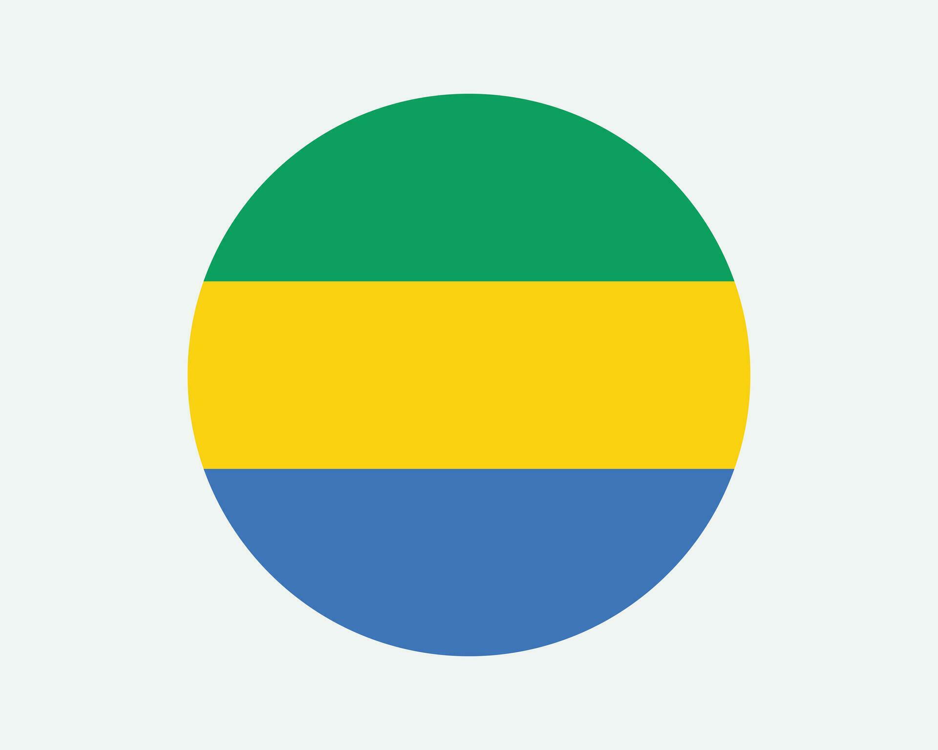 Gabon Round Country Flag. Circular Gabonese National Flag. Gabonese