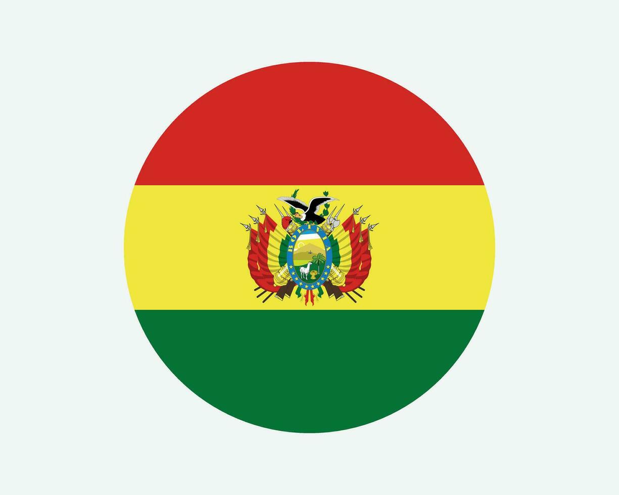 Bolivia Round Country Flag. Circular Bolivian National Flag. Plurinational State of Bolivia Circle Shape Button Banner. EPS Vector Illustration.