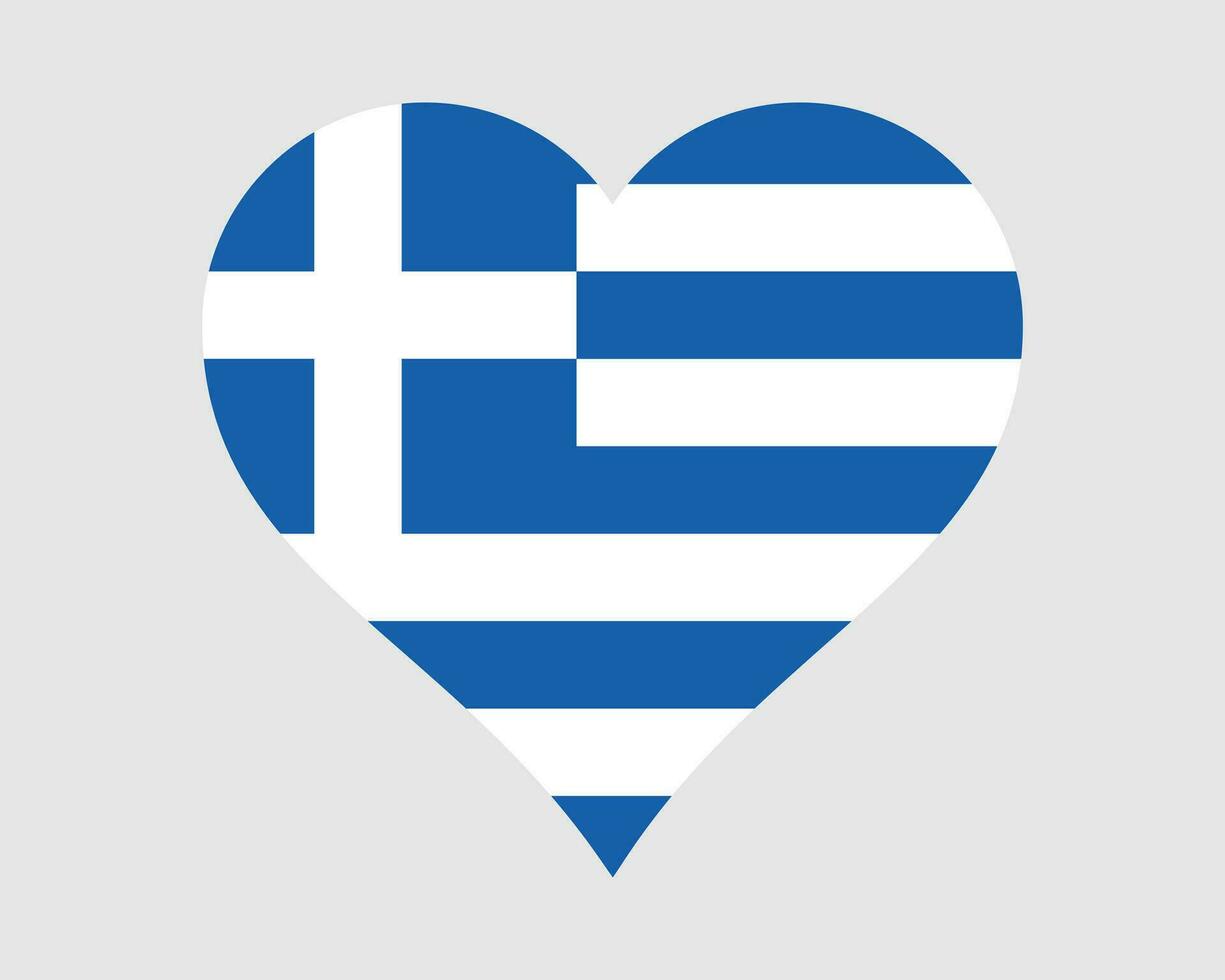 Greece Heart Flag. Greek Love Shape Country Nation National Flag. Hellenic Republic Banner Icon Sign Symbol. EPS Vector Illustration.