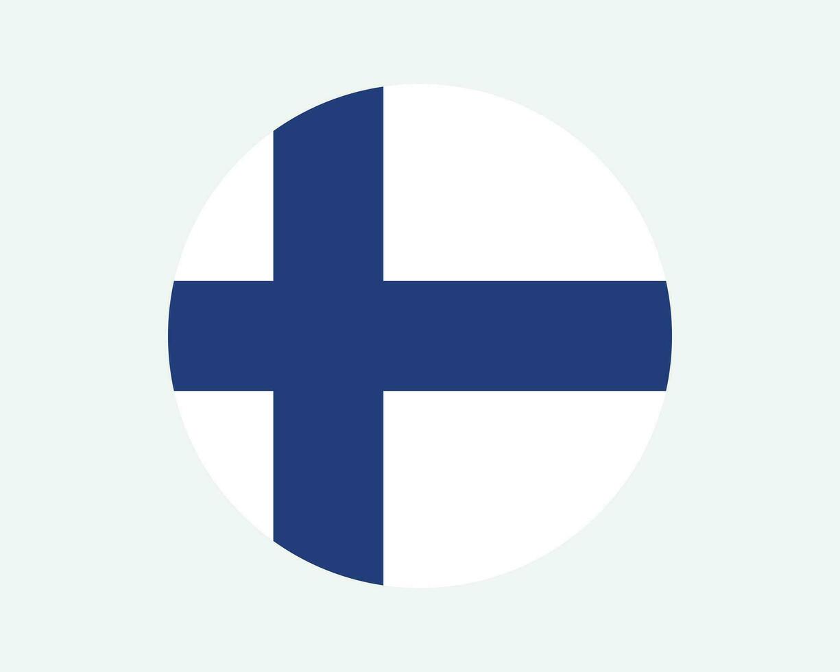 Finland Round Country Flag. Circular Finnish National Flag. Republic of Finland Circle Shape Button Banner. EPS Vector Illustration.