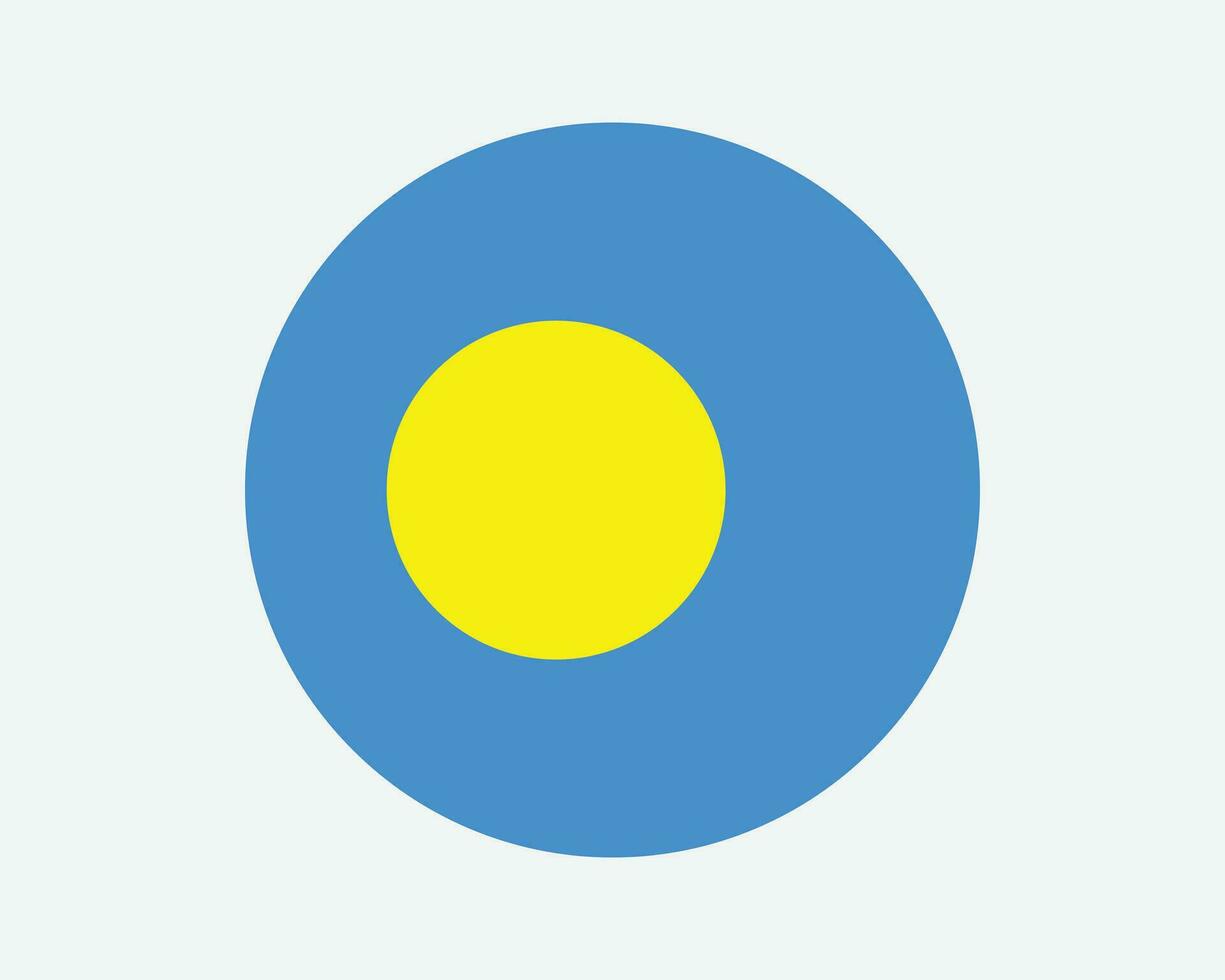 Palau Round Country Flag. Palauan Circle National Flag. Republic of Palau Circular Shape Button Banner. EPS Vector Illustration.