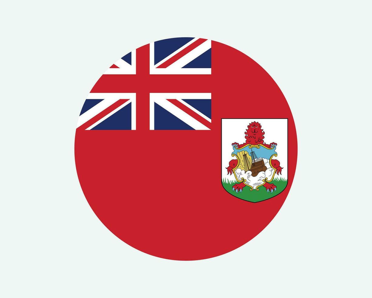 islas Bermudas redondo bandera. el Bermudas o volteretas islas circulo bandera. británico de ultramar territorio Bermudas circular forma botón bandera. eps vector ilustración.