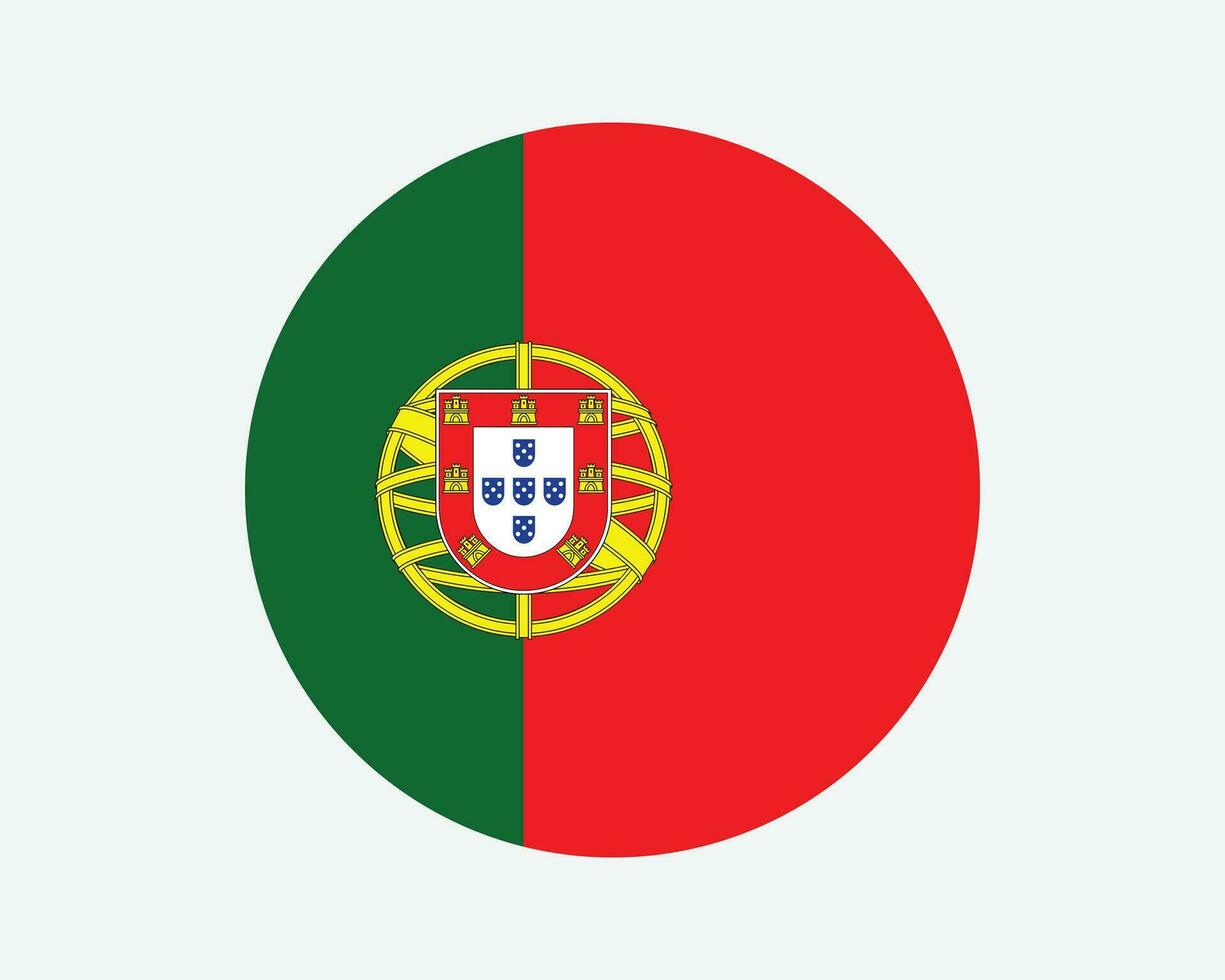 Portugal Round Country Flag. Portuguese Circle National Flag. Portuguese Republic Circular Shape Button Banner. EPS Vector Illustration.