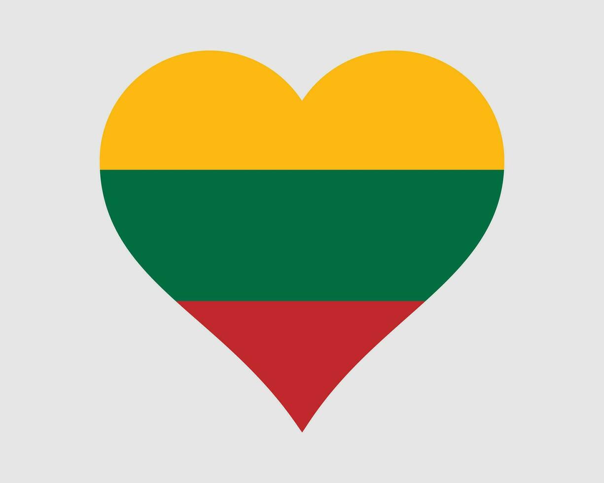 Lithuania Heart Flag. Lithuanian Love Shape Country Nation National Flag. Republic of Lithuania Banner Icon Sign Symbol. EPS Vector Illustration.