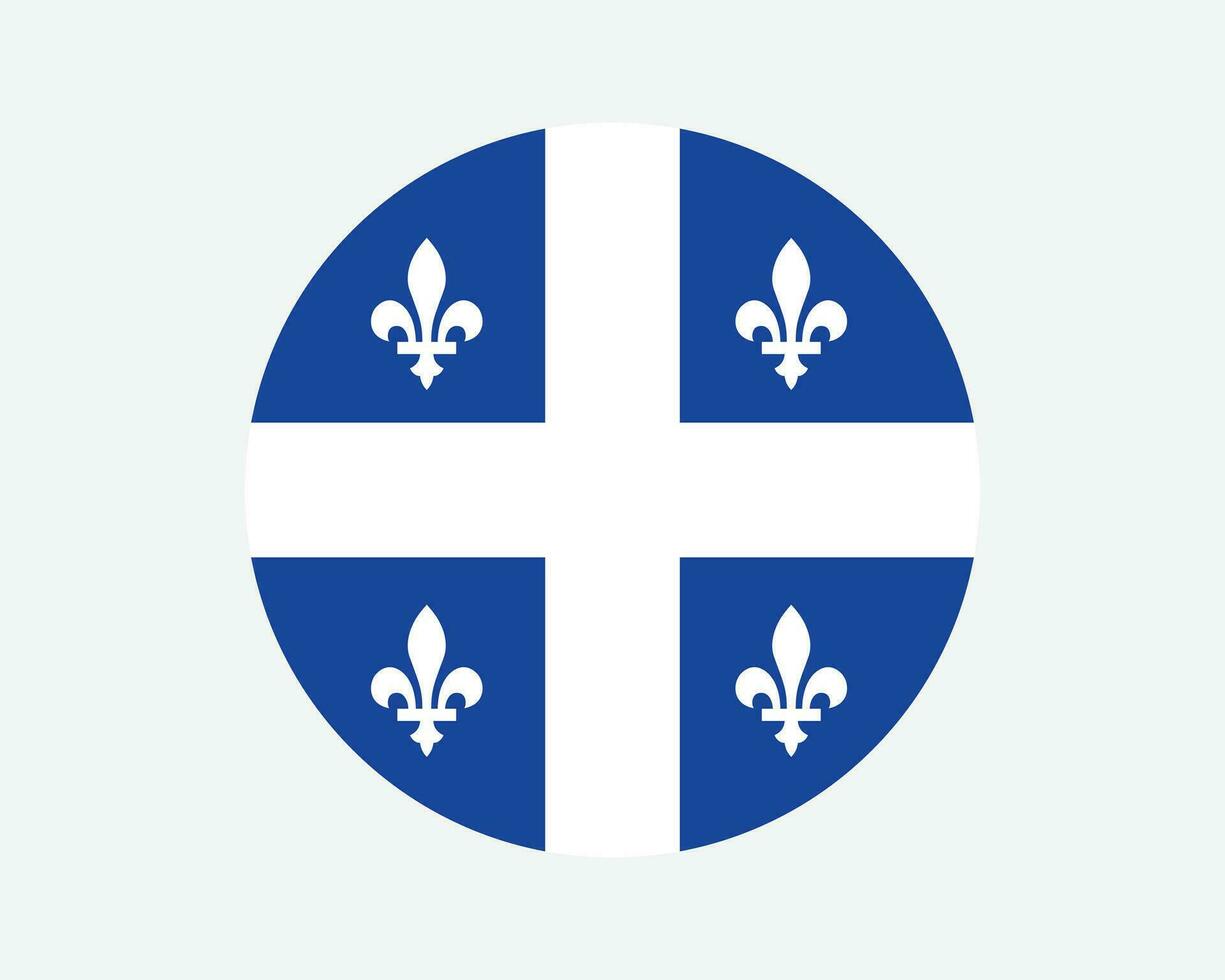 Quebec Canada Round Flag. QC, Canadian Circle Flag. Quebec Canada Province Circular Shape Button Banner. EPS Vector Illustration.