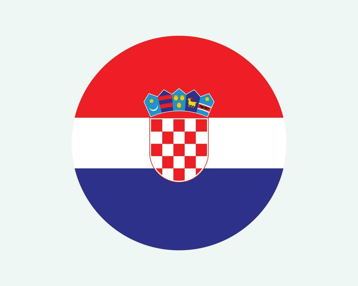 Croatia Round Country Flag. Circular Croatian National Flag. Republic of Croatia Circle Shape Button Banner. EPS Vector Illustration.