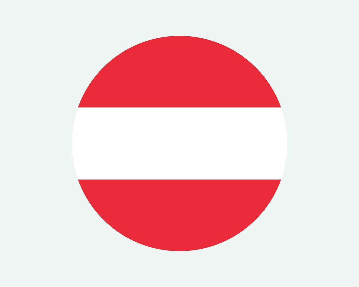 Austria Round Country Flag. Circular Austrian National Flag. Republic of Austria Circle Shape Button Banner. EPS Vector Illustration.