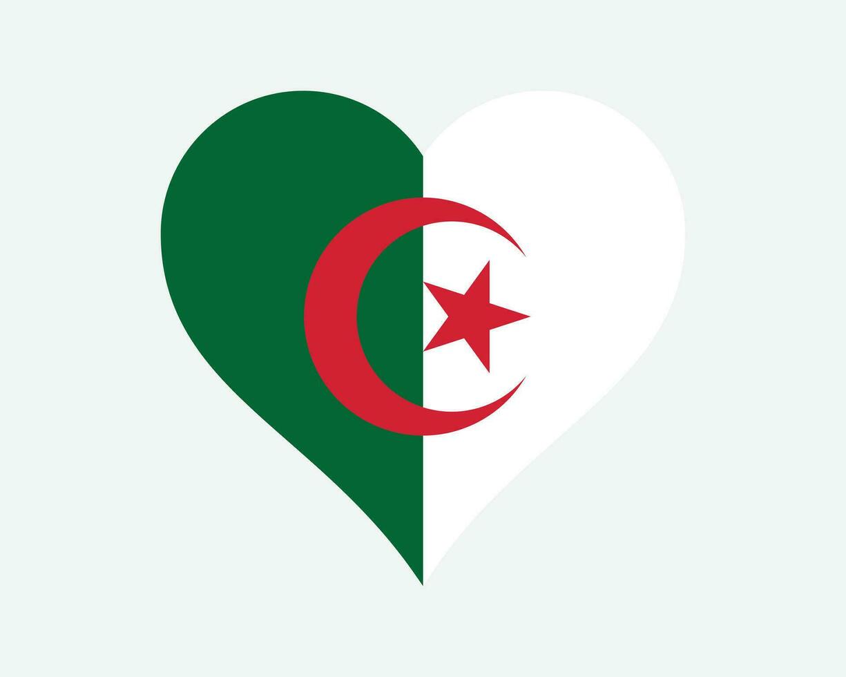 Algeria Heart Flag. Algerian Love Shape Country Nation National Flag. People's Democratic Republic of Algeria Banner Icon Sign Symbol. EPS Vector Illustration.