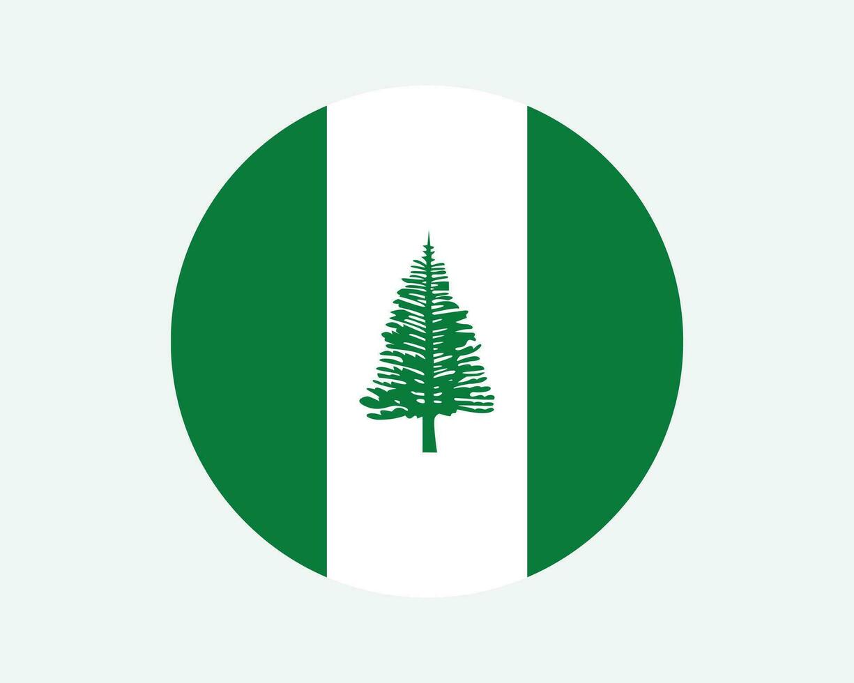 Norfolk Island Round Flag. Australian Territory of Norfolk Island Circle Flag. Circular Shape Button Banner. EPS Vector Illustration.