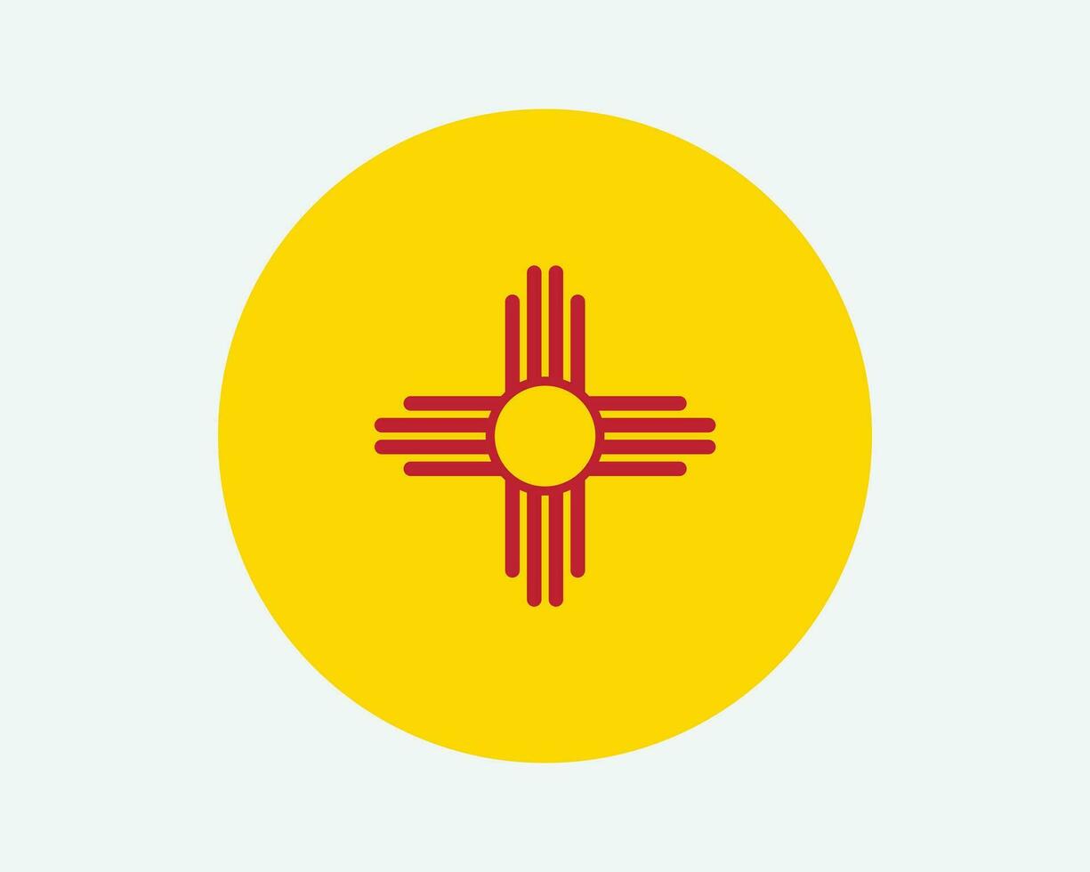 New Mexico USA Round State Flag. NM, US Circle Flag. State of New Mexico, United States of America Circular Shape Button Banner. EPS Vector Illustration.