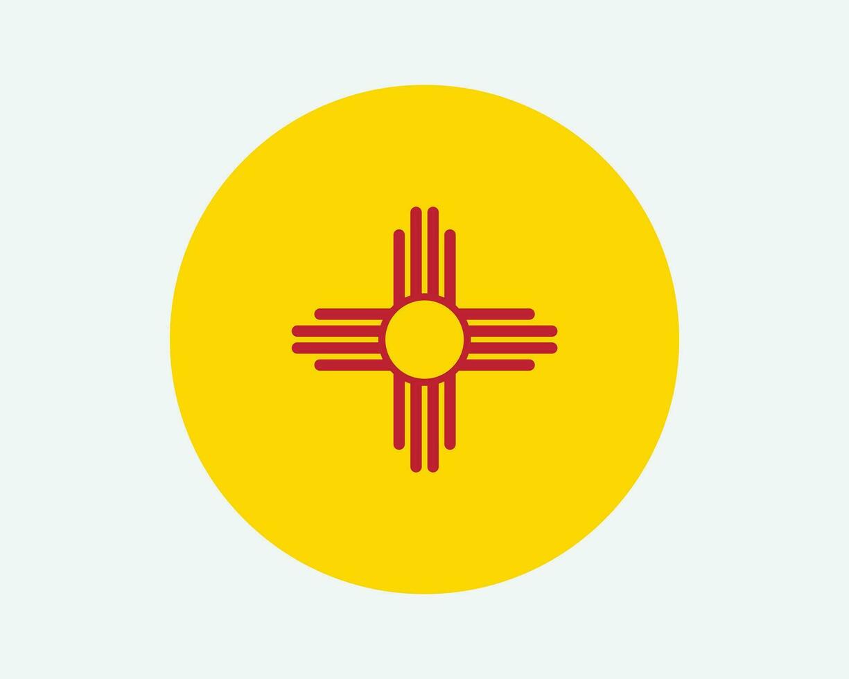 New Mexico USA Round State Flag. NM, US Circle Flag. State of New Mexico, United States of America Circular Shape Button Banner. EPS Vector Illustration.