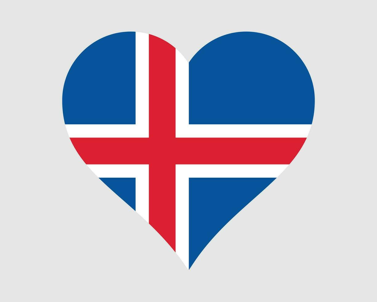 Iceland Heart Flag. Icelandic Love Shape Country Nation National Flag. Icelander Banner Icon Sign Symbol. EPS Vector Illustration.