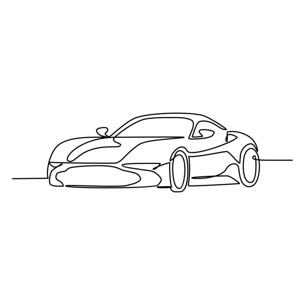 uno continuo línea dibujo de coche como tierra vehículo con blanco antecedentes. tierra transporte diseño en sencillo lineal estilo. no colorante vehículo diseño concepto vector ilustración