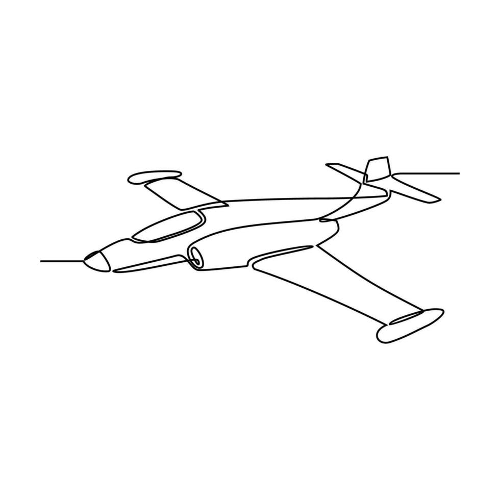 uno continuo línea dibujo de avión como aire vehículo y transporte con blanco fondo.aire transporte diseño en sencillo lineal estilo.non colorante vehículo diseño concepto vector ilustración