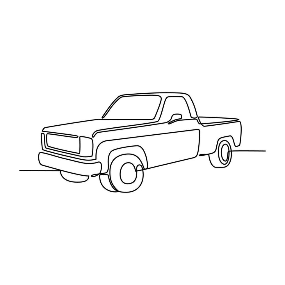 uno continuo línea dibujo de camión como tierra vehículo con blanco antecedentes. tierra transporte diseño en sencillo lineal estilo. no colorante vehículo diseño concepto vector ilustración
