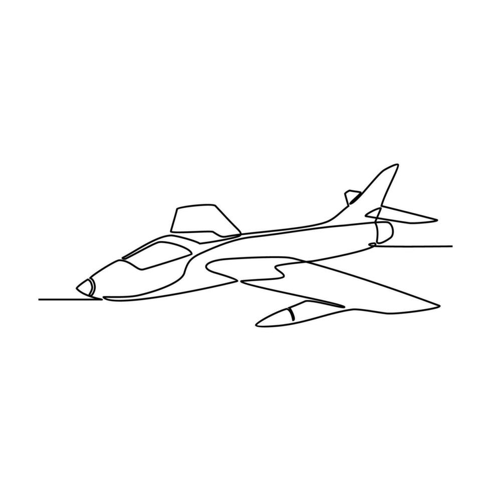 uno continuo línea dibujo de avión como aire vehículo y transporte con blanco fondo.aire transporte diseño en sencillo lineal estilo.non colorante vehículo diseño concepto vector ilustración