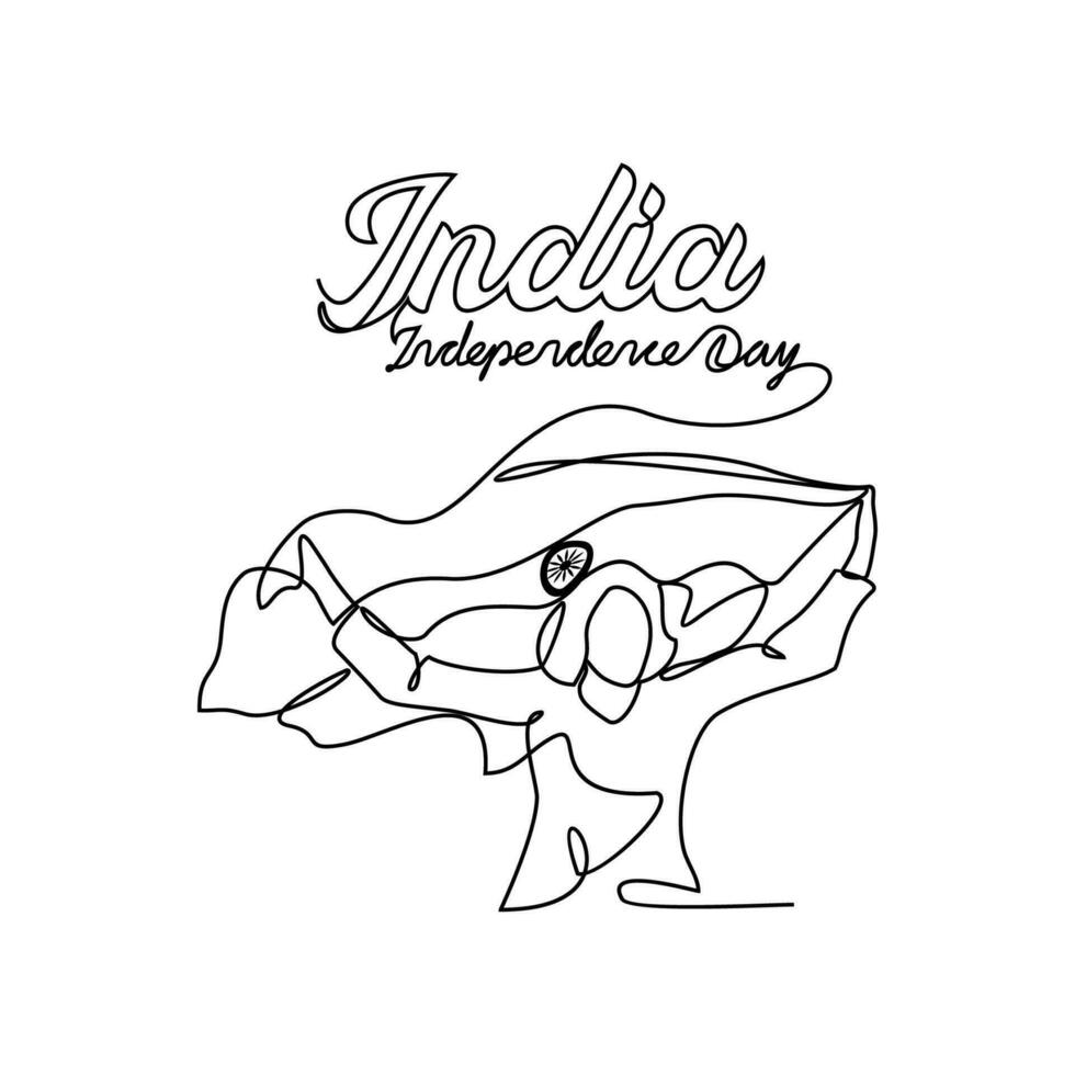 uno continuo línea dibujo de India independencia día con blanco antecedentes. patriótico símbolo diseño en sencillo lineal estilo. India independencia día diseño concepto vector ilustración.