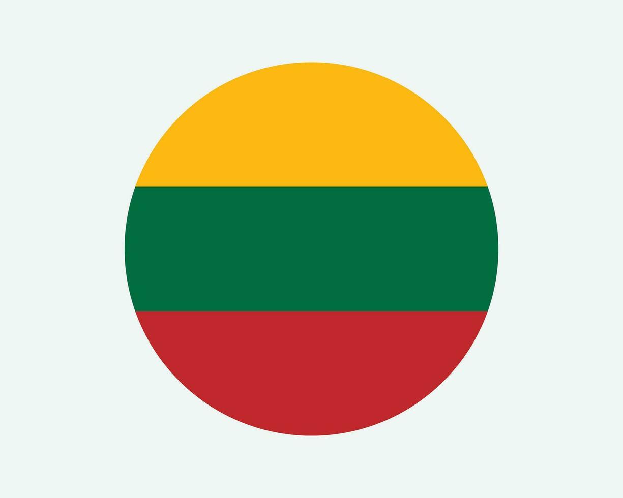 Lithuania Round Country Flag. Lithuanian Circle National Flag. Republic of Lithuania Circular Shape Button Banner. EPS Vector Illustration.