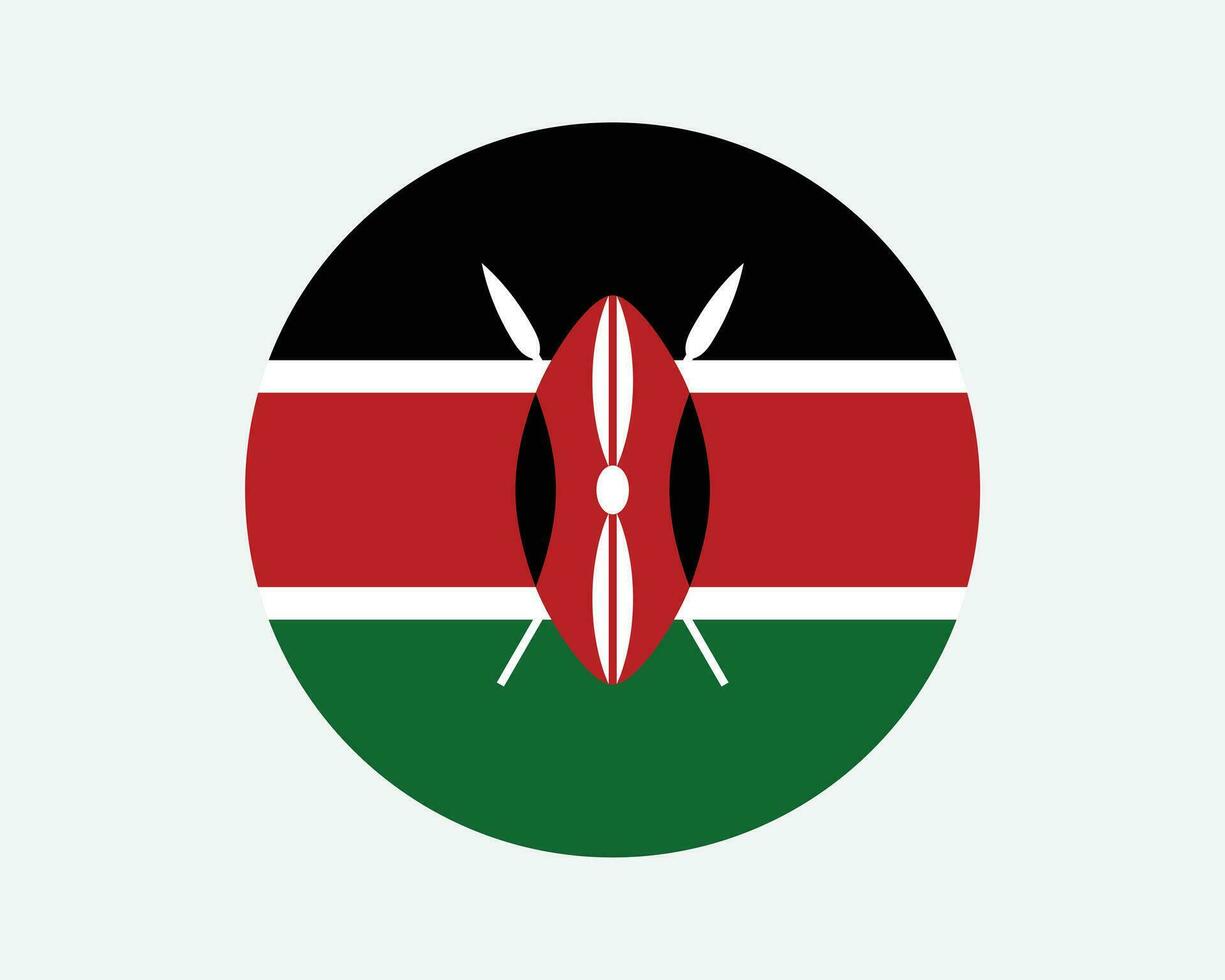 Kenya Round Country Flag. Kenyan Circle National Flag. Republic of Kenya Circular Shape Button Banner. EPS Vector Illustration.