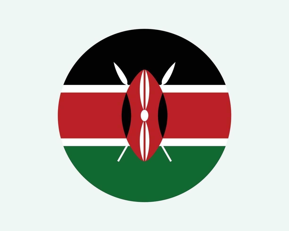 Kenya Round Country Flag. Kenyan Circle National Flag. Republic of Kenya Circular Shape Button Banner. EPS Vector Illustration.