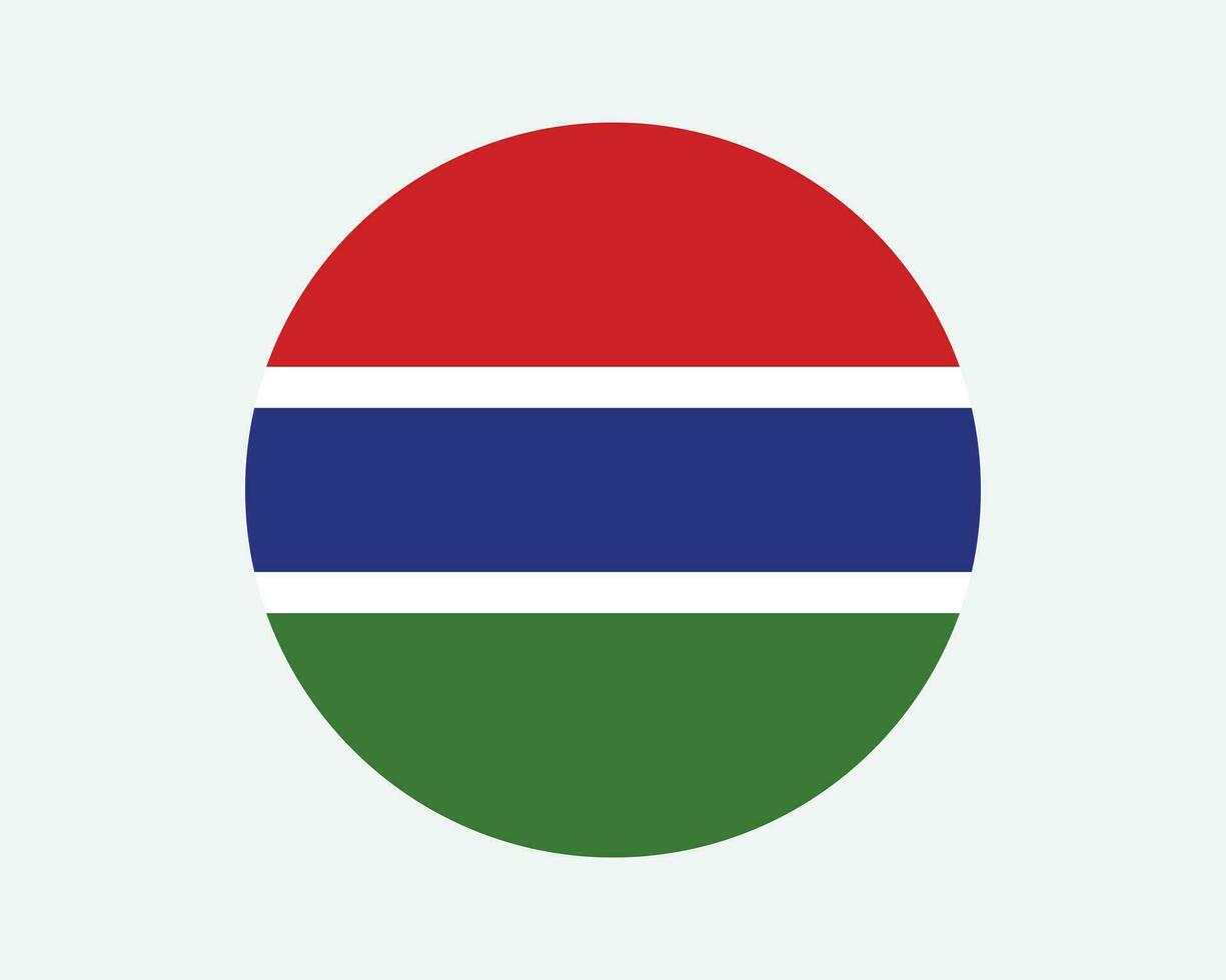 Gambia Round Country Flag. Gambian Circle National Flag. Republic of The Gambia Circular Shape Button Banner. EPS Vector Illustration.