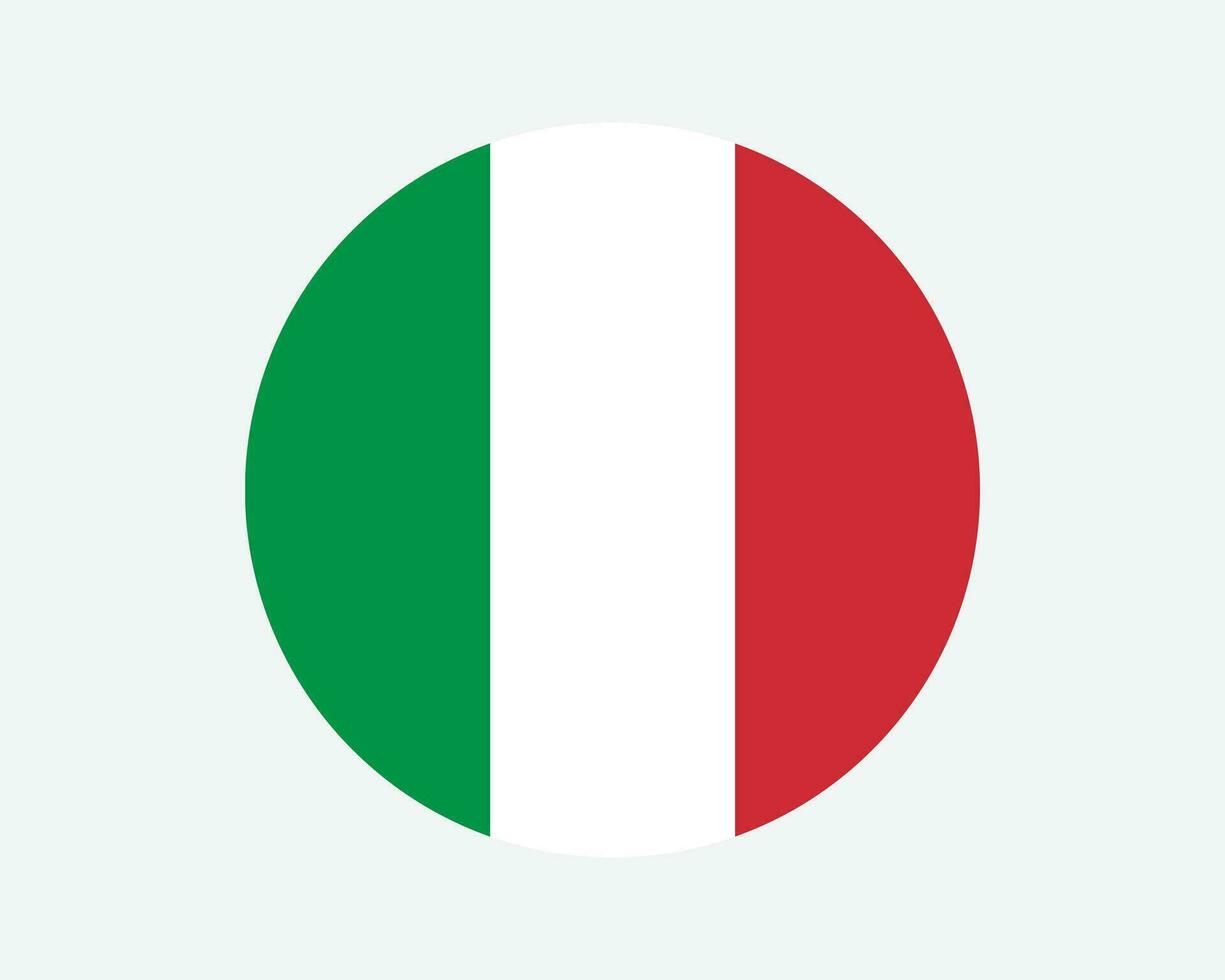 Italy Round Country Flag. Italian Circle National Flag. Italian Republic Circular Shape Button Banner. EPS Vector Illustration.