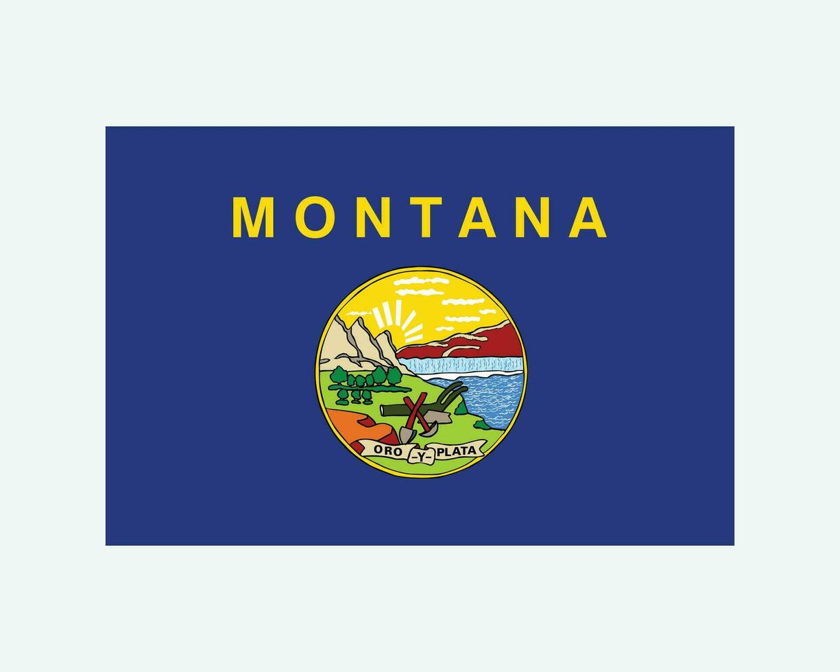 Montana USA State Flag. Flag of MT, USA isolated on white background. United States, America, American, United States of America, US State. Vector illustration.