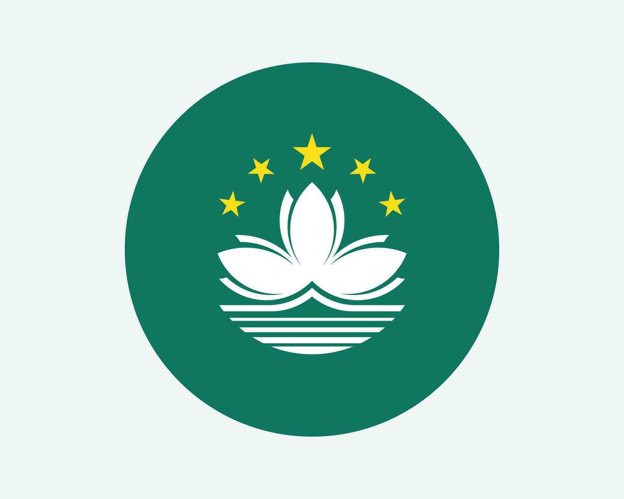 Macau Round Country Flag. Macao Circle National Flag. Macanese Circular Shape Button Banner. EPS Vector Illustration.