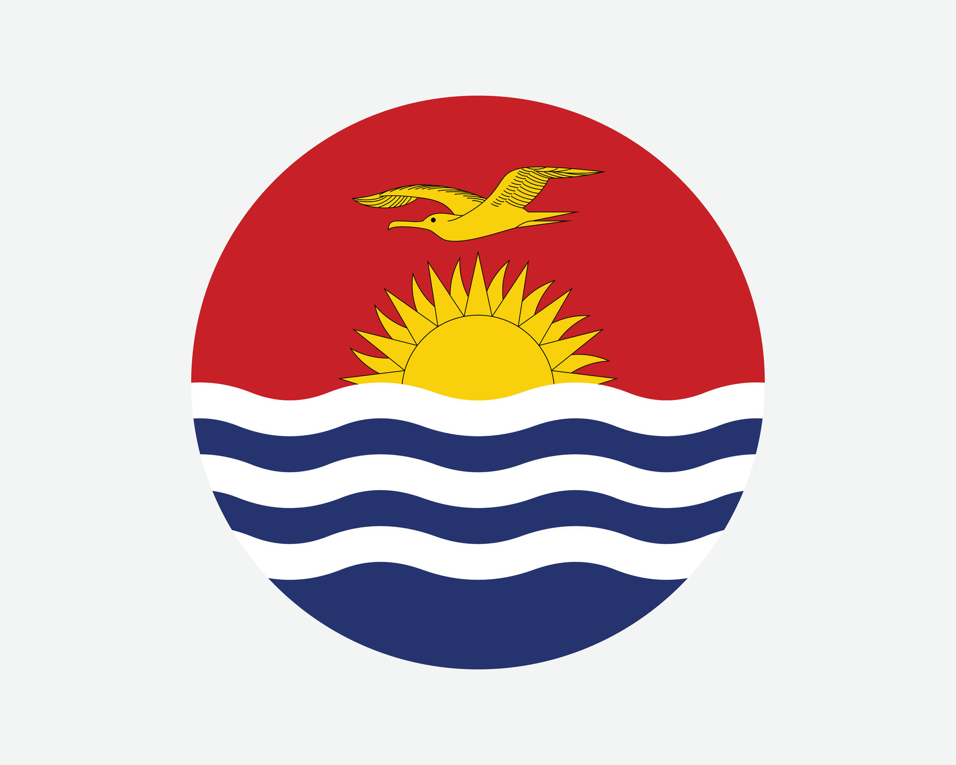 Kiribati Round Country Flag. Kiribati Circle National Flag. Republic of