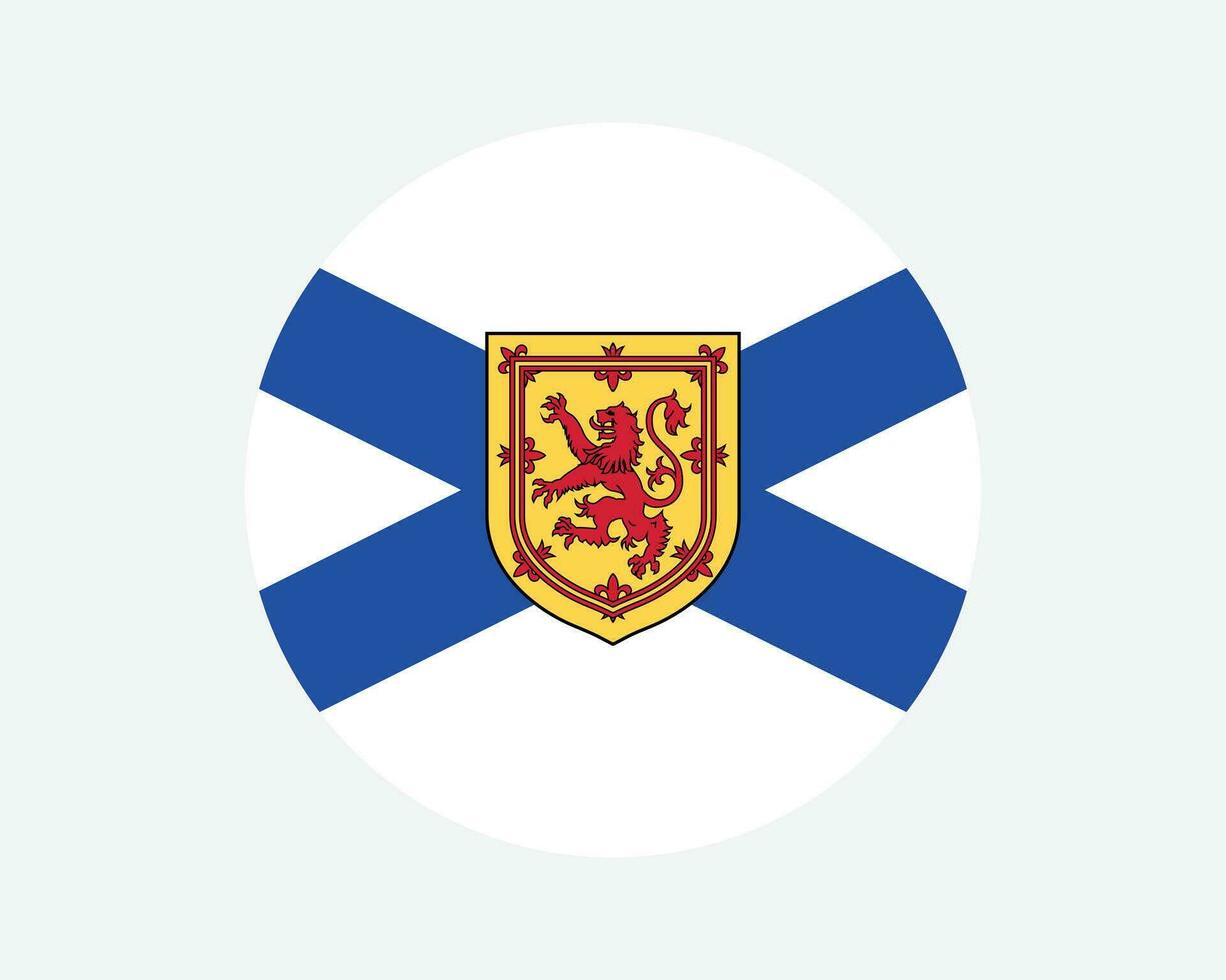 Nova Scotia Canada Round Flag. NS, Canadian Circle Flag. Nova Scotia Canada Province Circular Shape Button Banner. EPS Vector Illustration.