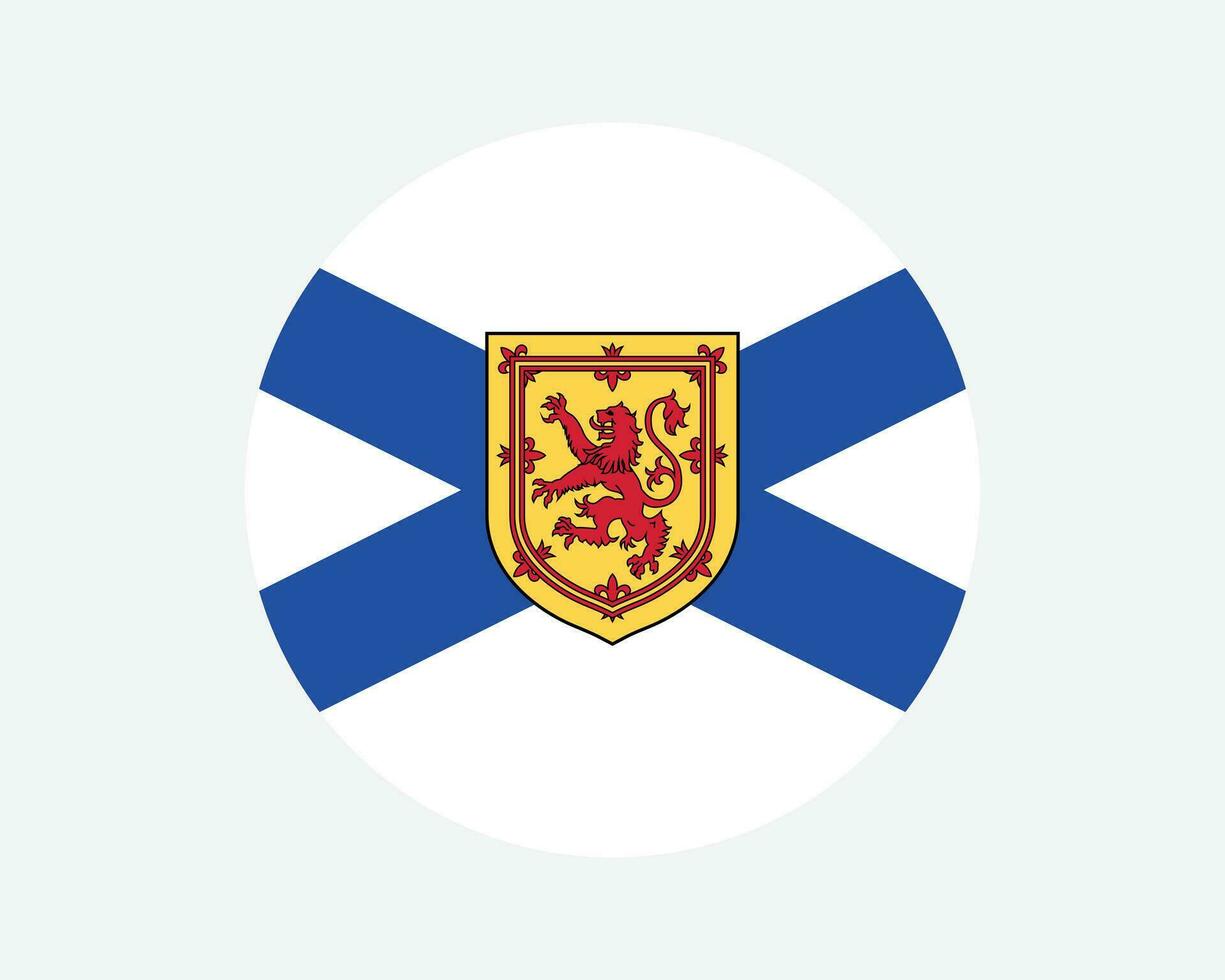 estrella nueva escocia Canadá redondo bandera. n, canadiense circulo bandera. estrella nueva escocia Canadá provincia circular forma botón bandera. eps vector ilustración.