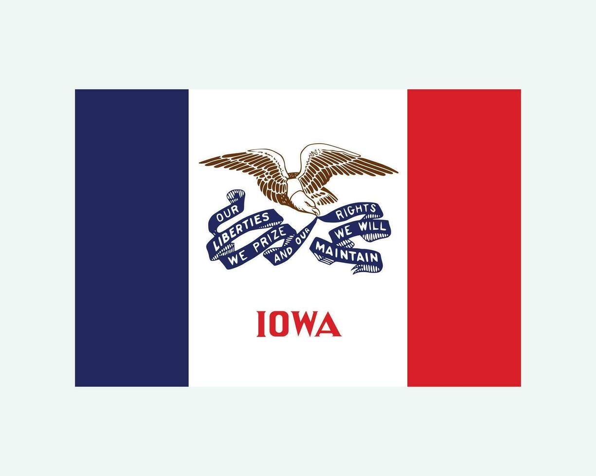 Iowa USA State Flag. Flag of IA, USA isolated on white background. United States, America, American, United States of America, US State. Vector illustration.