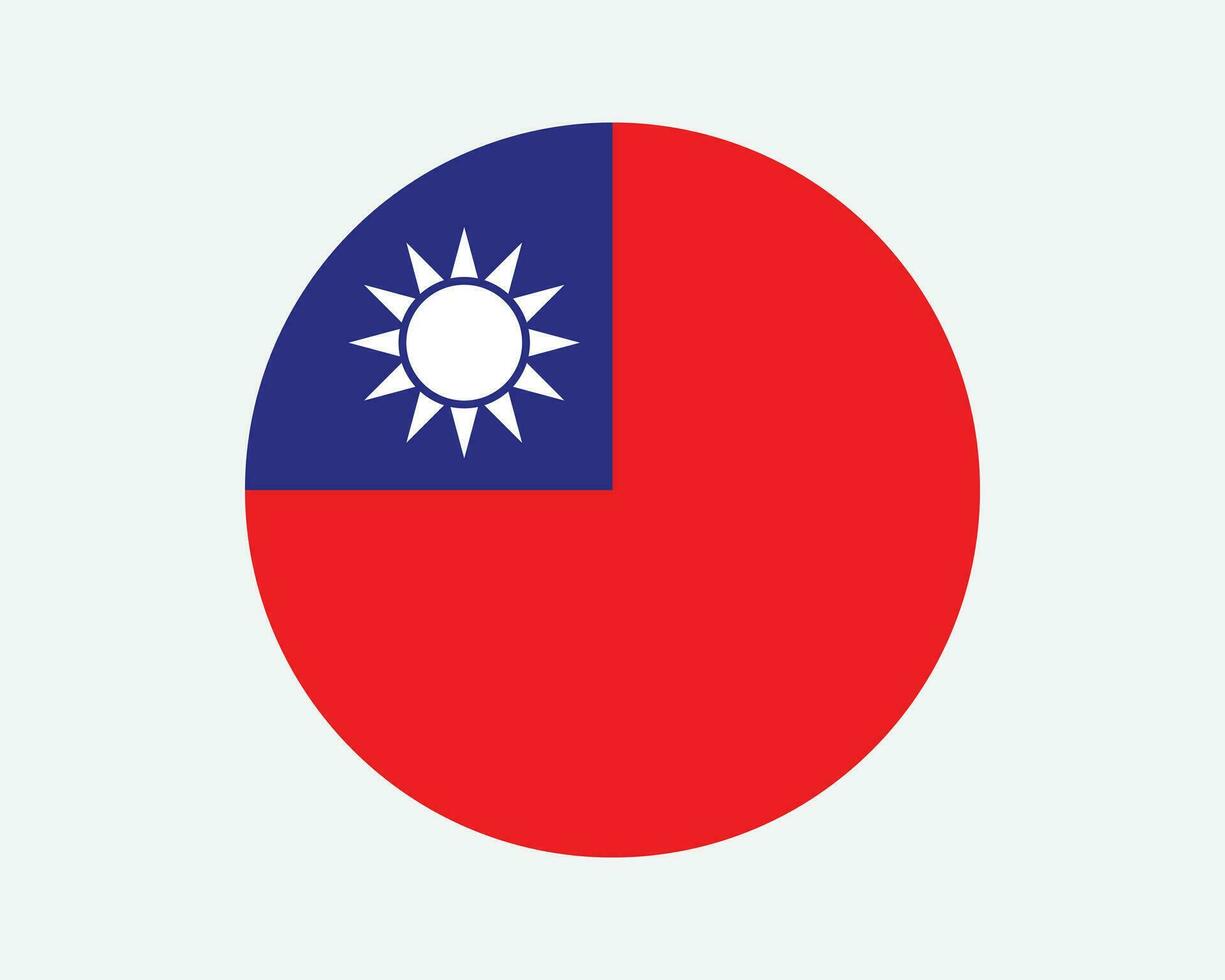 Taiwan Round Country Flag. Taiwanese Circle National Flag. Republic of China Circular Shape Button Banner. EPS Vector Illustration.