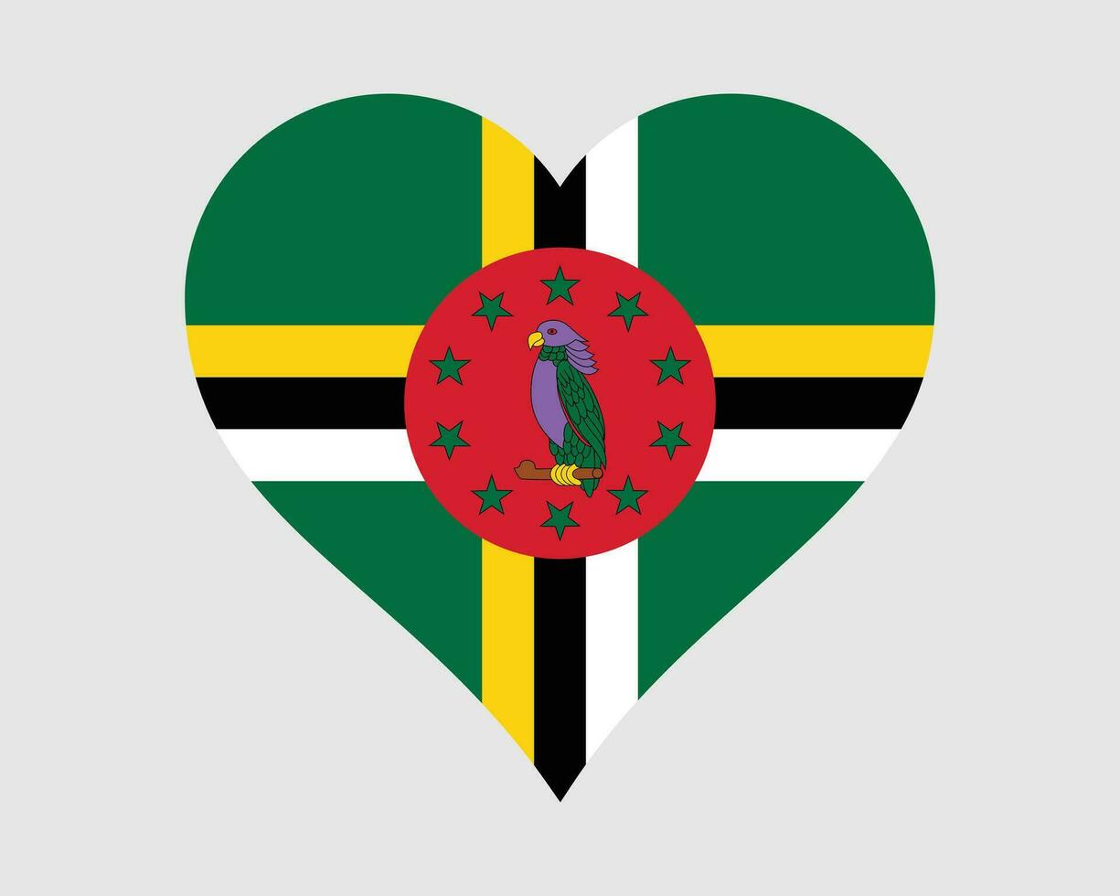 Dominica Heart Flag. Dominican Love Shape Country Nation National Flag. Commonwealth of Dominica Banner Icon Sign Symbol. EPS Vector Illustration.