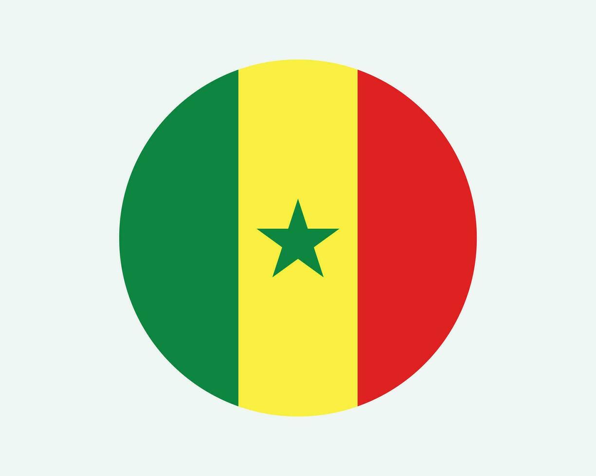 Senegal Round Country Flag. Senegalese Circle National Flag. Republic of Senegal Circular Shape Button Banner. EPS Vector Illustration.