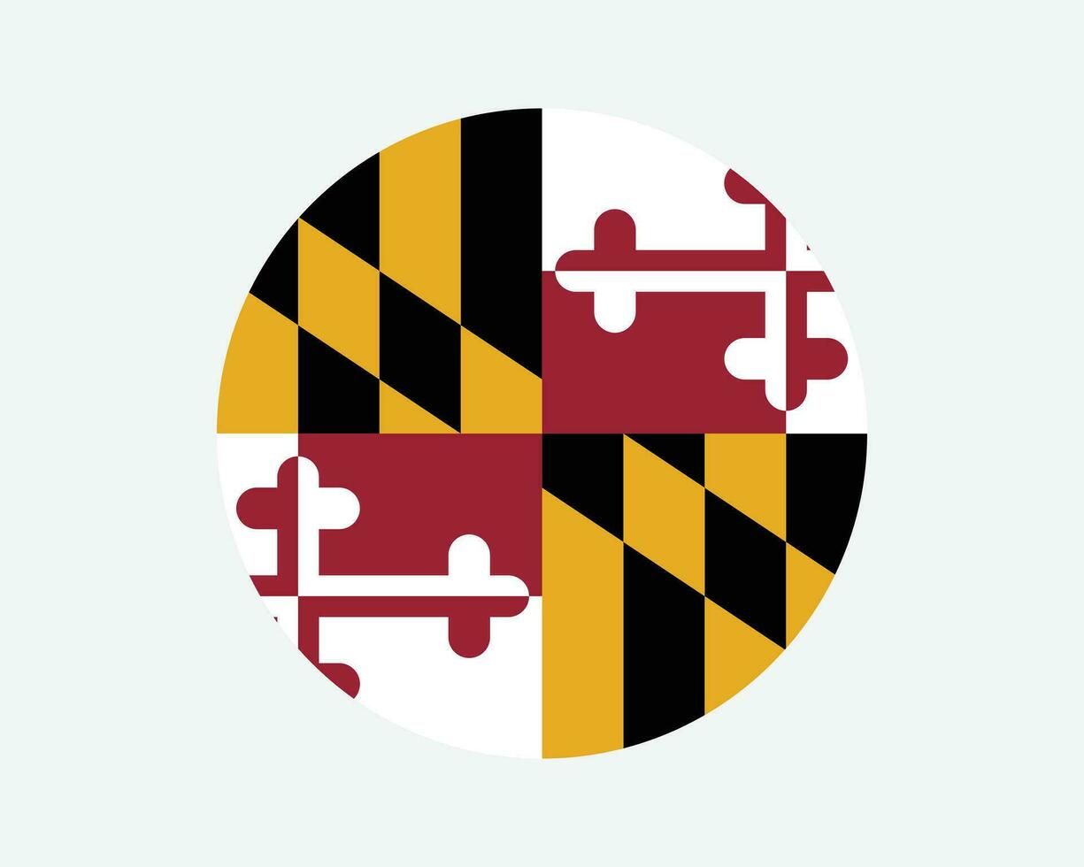 Maryland USA Round State Flag. MD, US Circle Flag. State of Maryland, United States of America Circular Shape Button Banner. EPS Vector Illustration.