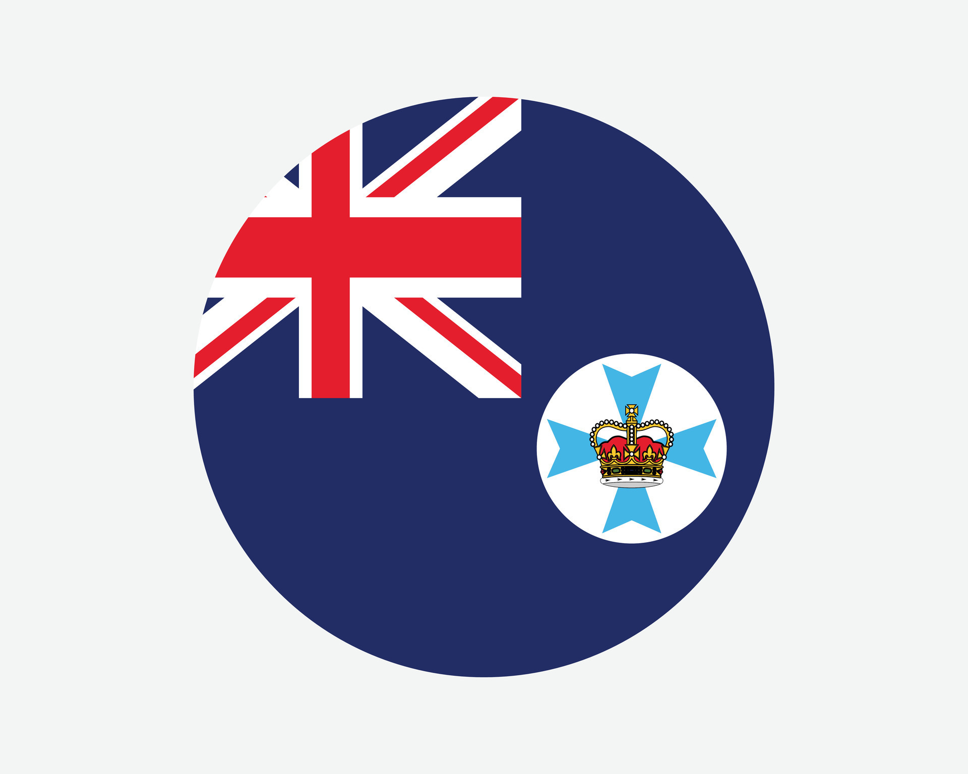 Queensland Round Flag. Qld, Australia Circle Flag. Australian State