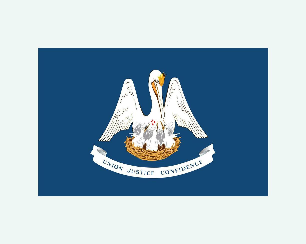 Louisiana USA State Flag. Flag of LA, USA isolated on white background. United States, America, American, United States of America, US State. Vector illustration.