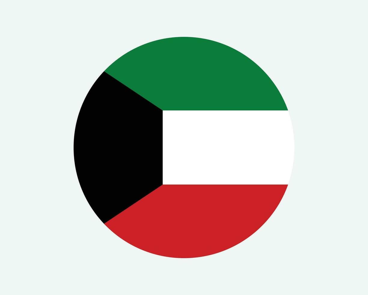 Kuwait Round Country Flag. Kuwaiti Circle National Flag. State of Kuwait Circular Shape Button Banner. EPS Vector Illustration.