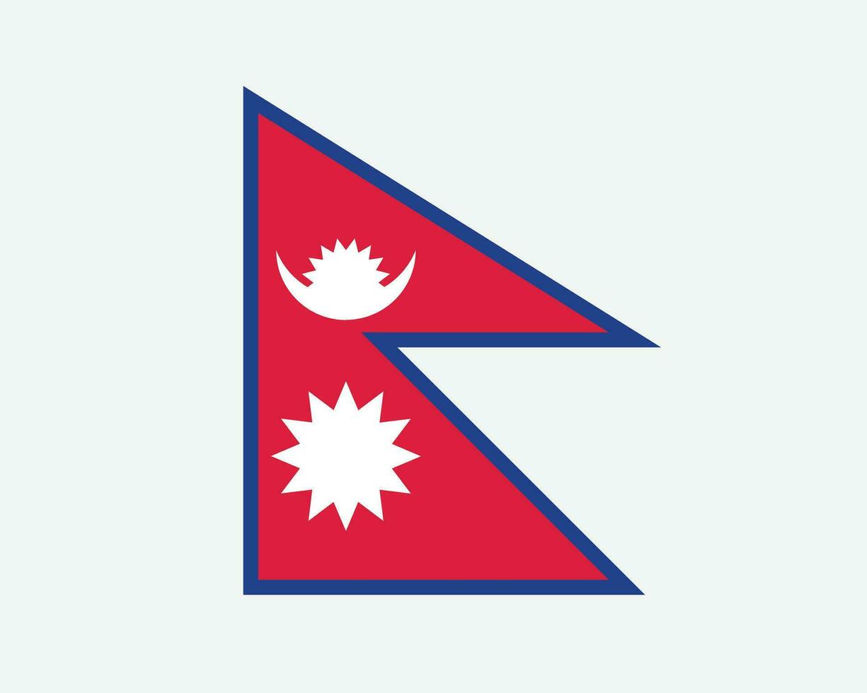 National Flag of Nepal. Nepali Nepalese Country Flag. Federal Democratic Republic of Nepal Detailed Banner. EPS Vector Illustration Cut File.