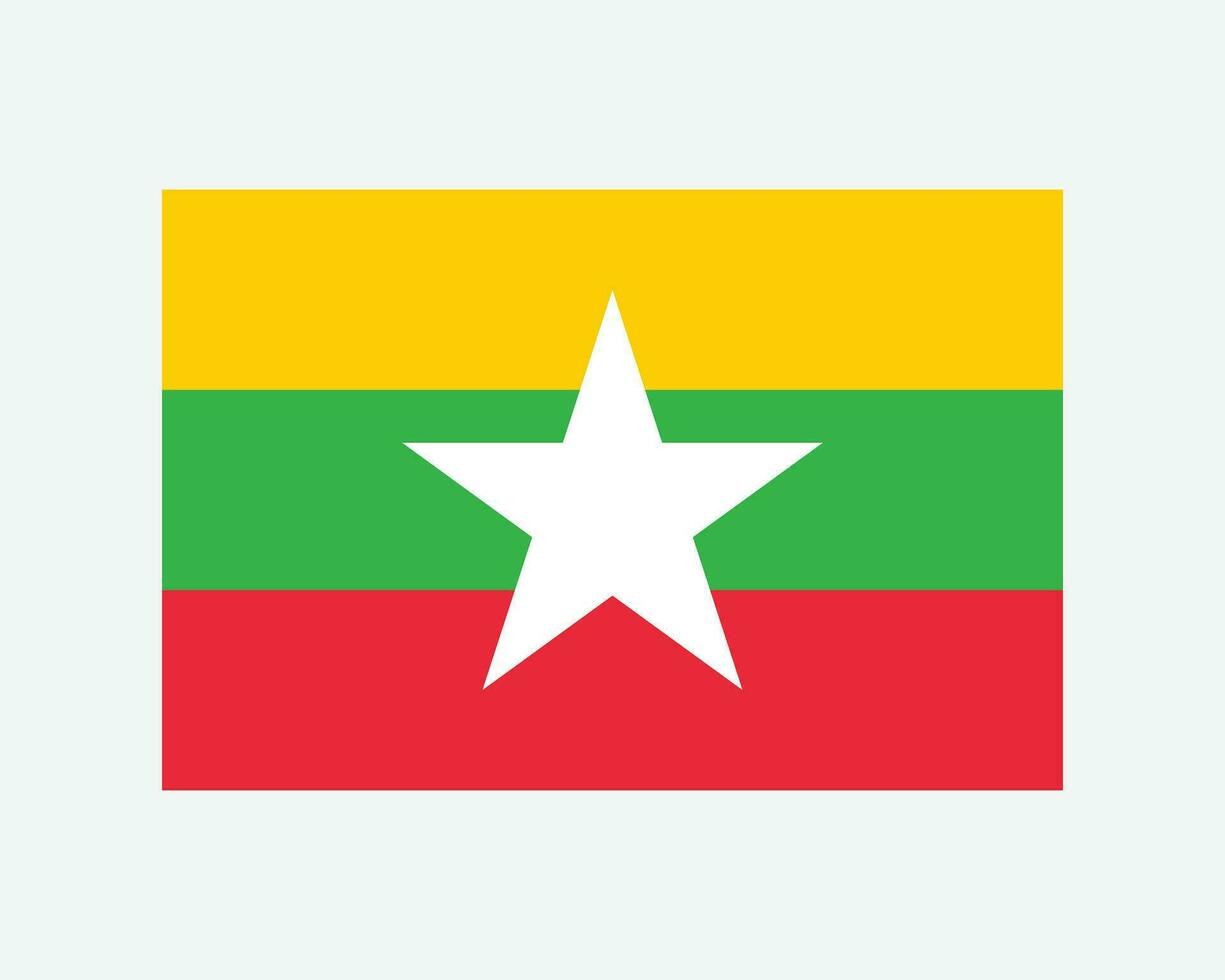 National Flag of Myanmar. Burma Country Flag. Republic of the Union of Myanmar Detailed Banner. EPS Vector Illustration Cut File.