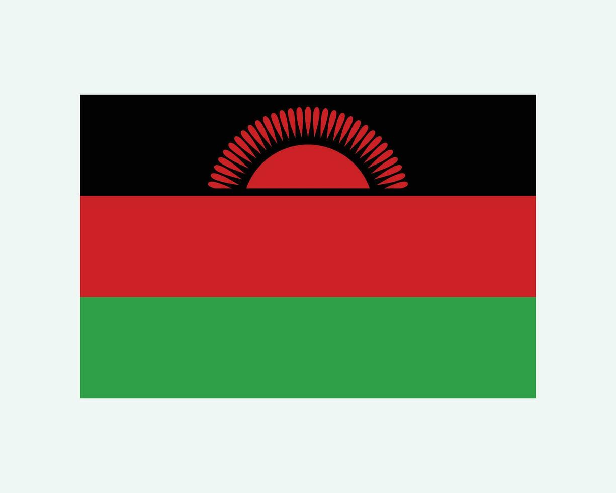 National Flag of Malawi. Malawian Country Flag. Republic of Malawi Detailed Banner. EPS Vector Illustration Cut File.